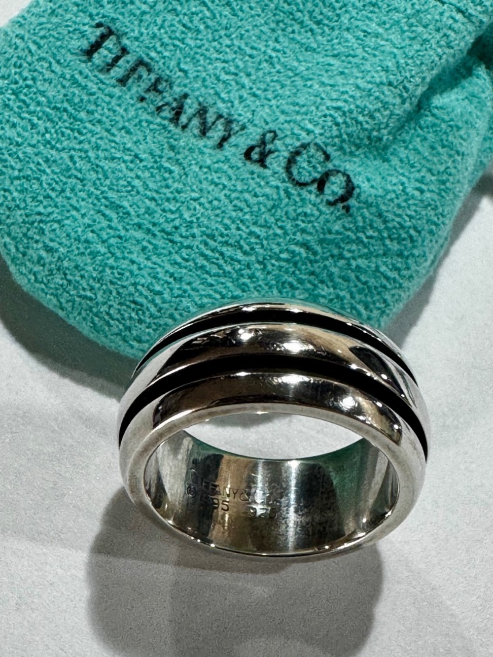 Authentic Vintage 1995 Tiffany & Co Silver Atlas Groove Wide Band Ring (Size 7)